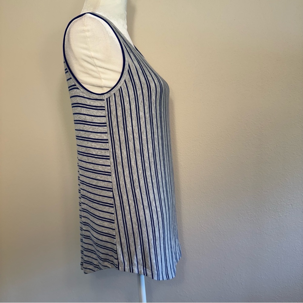 Cabi Ticker Tee Striped Blue and Gray Tank Top - Picture 12 of 16
